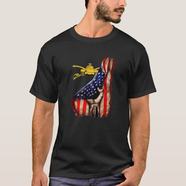 Army Armour Branch American Flag T-Shirt (Front)
