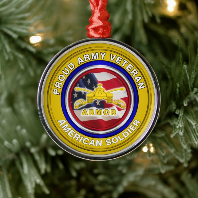 Army Armour Veteran Christmas Metal Ornament (Tree)