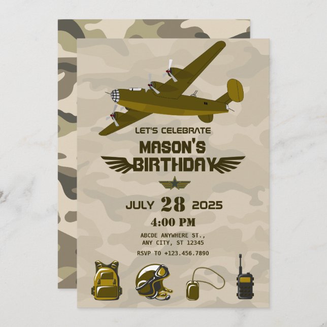 Army birthday  invitation (Front/Back)