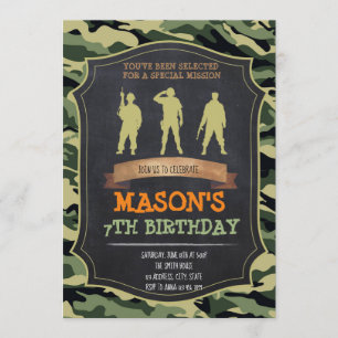 Army birthday party invitation