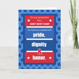 Army Boot Camp Graduation Congratulations Red, Whi Card