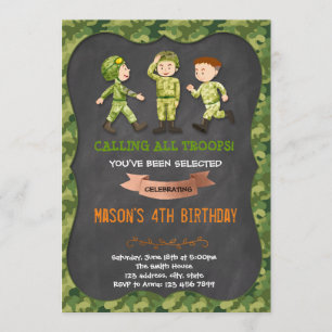 Army boy birthday party invitation