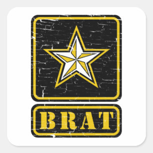 Army Brat with Star (weathered) Square Sticker