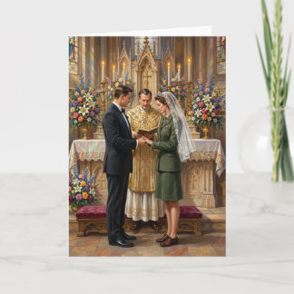 Army Bride Catholic Wedding Invitation