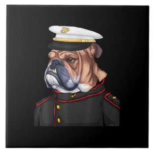Army Bulldog Military Armed Dog Dad Mum Gift Ceramic Tile