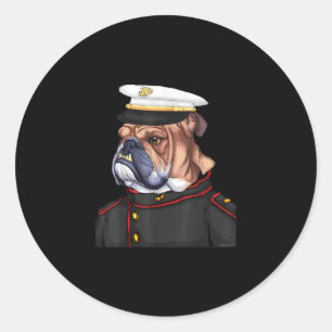 Army Bulldog Military Armed Dog Dad Mum Gift Classic Round Sticker