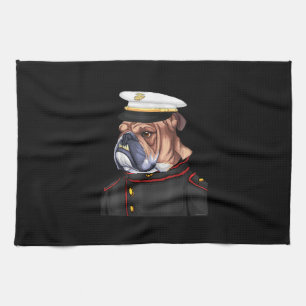 Army Bulldog Military Armed Dog Dad Mum Gift Tea Towel