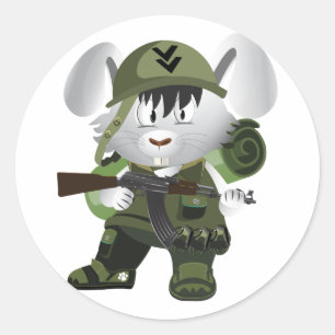 Army Bunny Classic Round Sticker