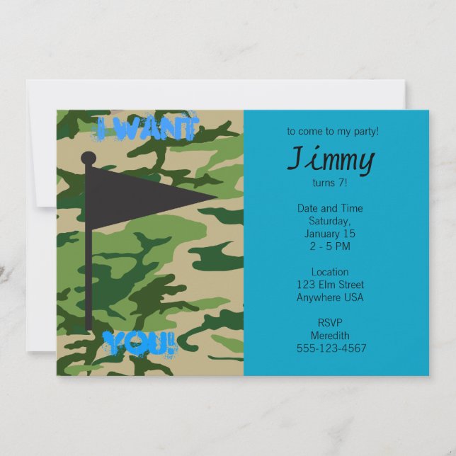 Army Camo Birthday Invitation (Front)