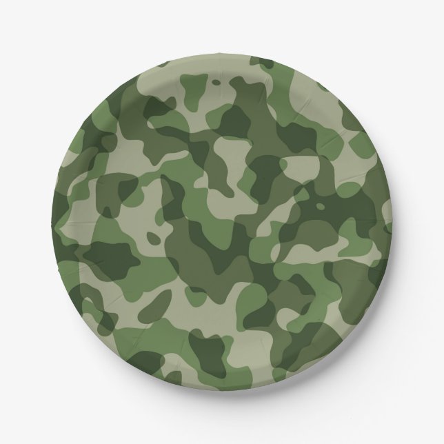 Army Camo Birthday Party Paper Plate (Front)
