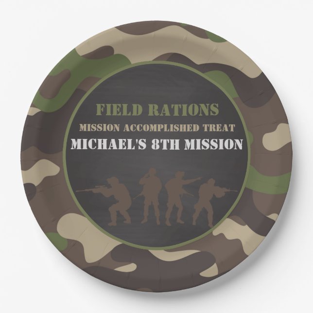 Army Camo Birthday Party Plates (Front)