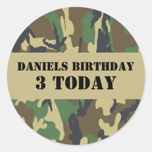 Army Camo Themed Birthday Classic Round Sticker