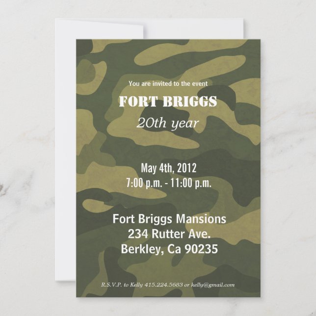 Army Camoflauge Invitation (Front)