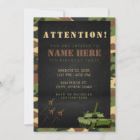 Army Camouflage Birthday Invitation | Military