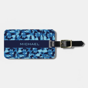 Army camouflage Blue pattern Luggage Tag