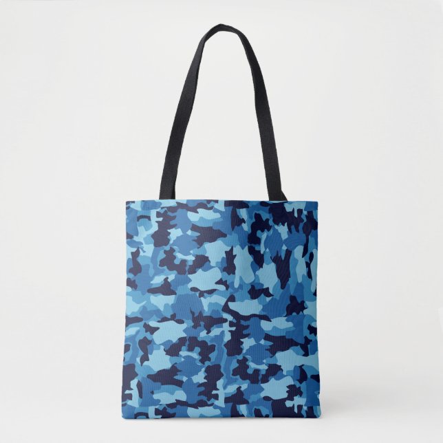 Army camouflage Blue pattern Tote Bag (Front)