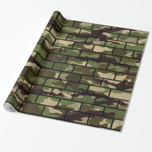 Army Camouflage Brick Wall Wrapping Paper