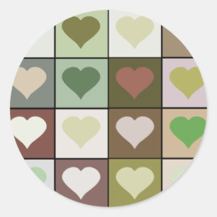 Army camouflage colour Heart pattern Classic Round Sticker
