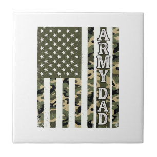 Army Dad Camo American Flag Vintage Shirt Design_1 Ceramic Tile