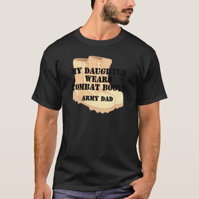 Army Dad Daughter Desert Combat Boots T-Shirt (Front)