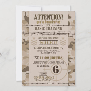 Army Desert Camouflage Military Birthday Invitation