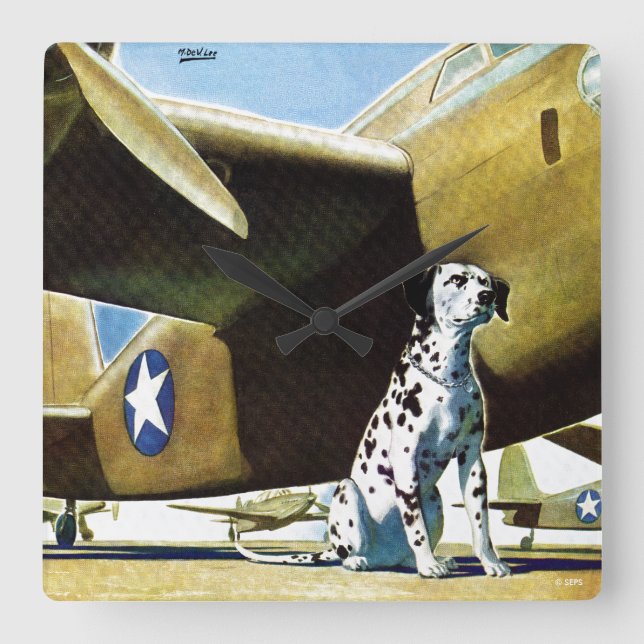 Army Dog Square Wall Clock (Front)
