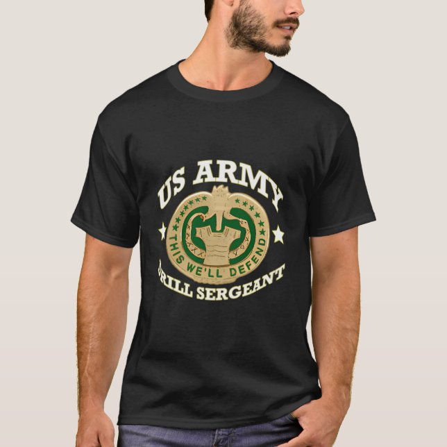 Army Drill Sergeant Badge Shield T-Shirt (Front)