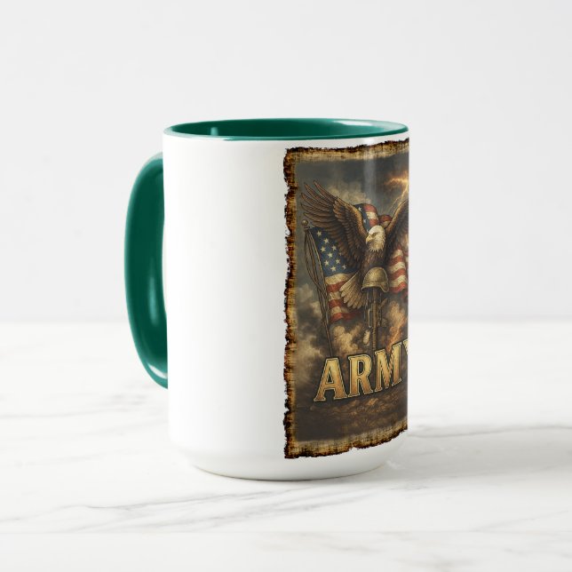 Army Emblem with Flag and Eagle Mug (Front Left)