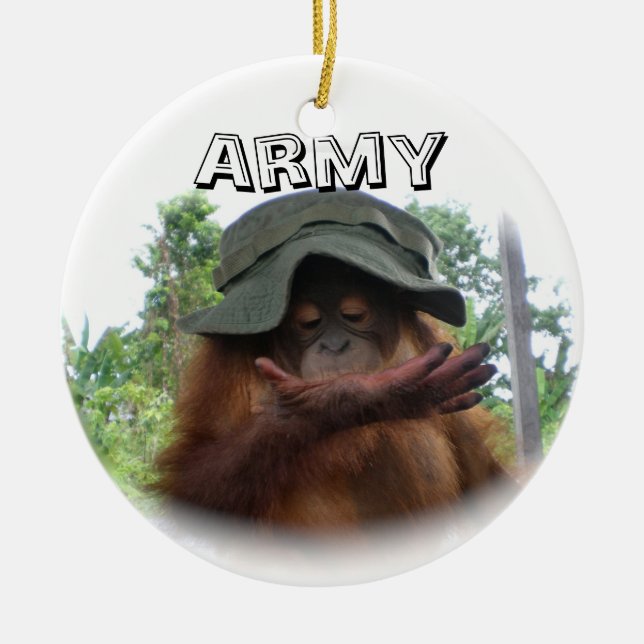 Army Fan Cute Ceramic Ornament (Front)