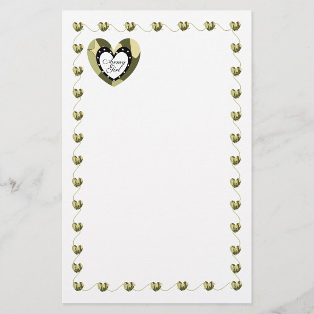 ARMY GIRL CAMO HEART STATIONARY STATIONERY (Front)
