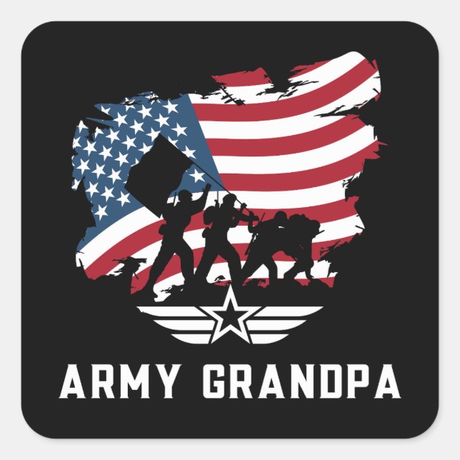 Army Grandpa Square Sticker (Front)