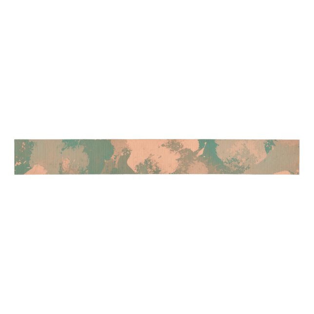 Army Green Abstract Floral Party Ribbon Grosgrain Ribbon (Front)