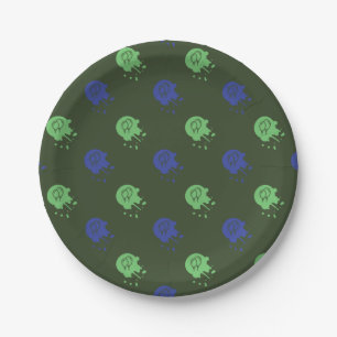 Army Green & Blue Paintball Party Paper Plate