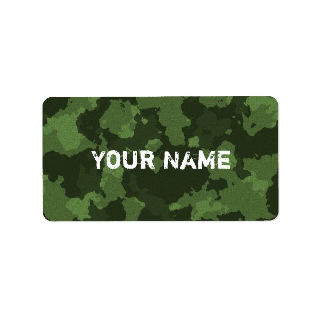 Army Green Camo Camouflage Pattern Label (Front)