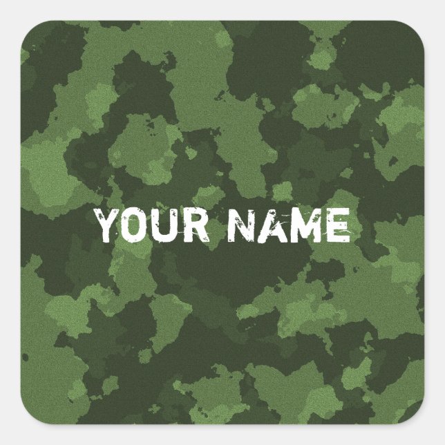 Army Green Camo Camouflage Pattern Square Sticker (Front)