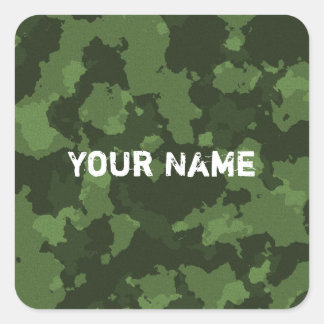 Army Green Camo Camouflage Pattern Square Sticker