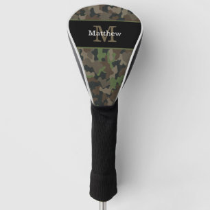 Army Green Camo Military Hunter Initial Monogram Golf Head Cover