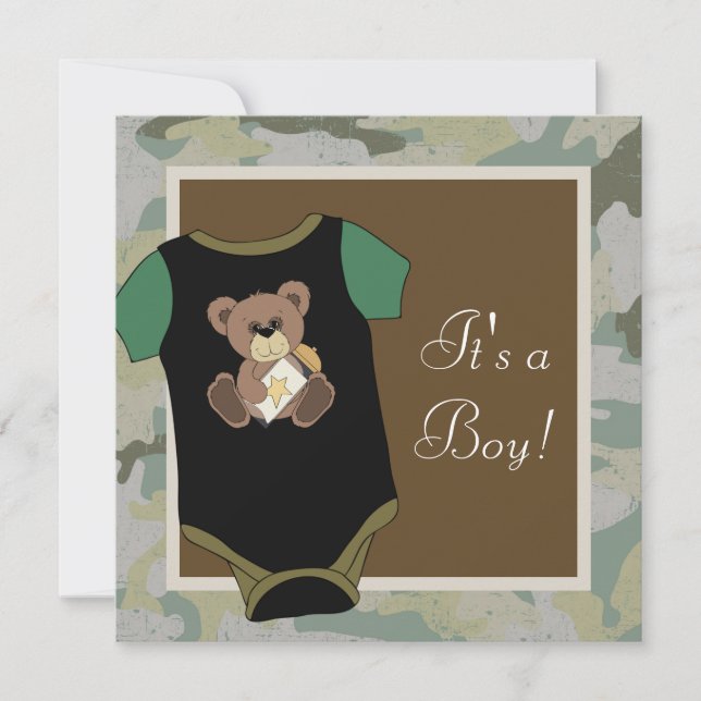 Army Green Camouflage Baby Boy Shower Invitation (Front)
