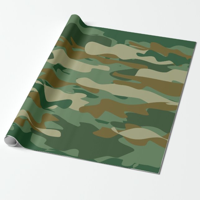 Army green camouflage Birthday wrapping paper (Unrolled)