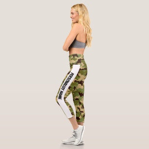 Army Green Camouflage PERSONALIZE  Capri Leggings