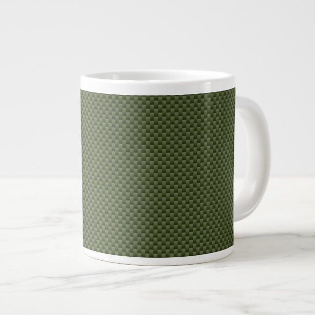 Army Green Carbon Fibre Print Large Coffee Mug (Front Right)