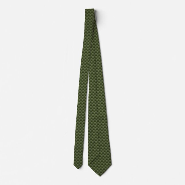 Army Green Carbon Fibre Print Tie (Back)