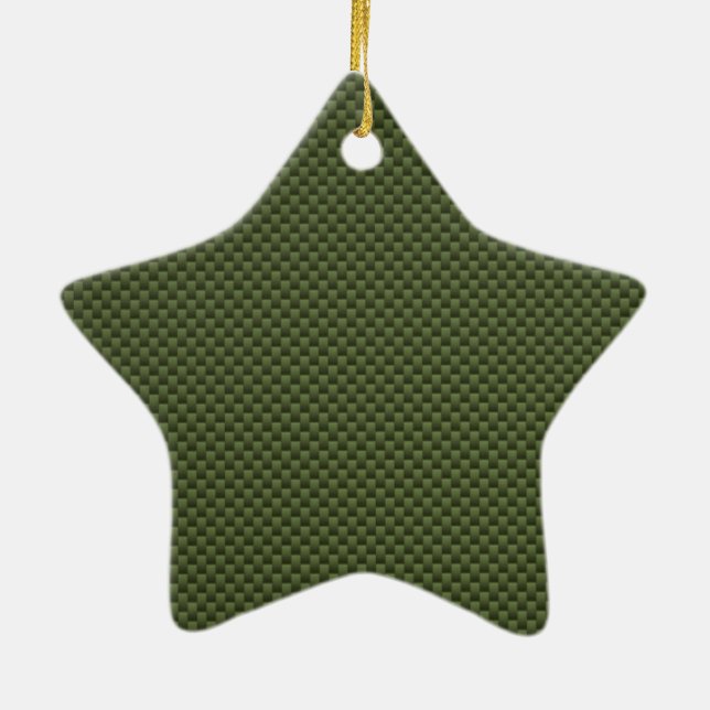 Army Green Carbon Fibre Style Print Ceramic Tree Decoration (Back)