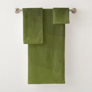 Army green dark gradient geometric mesh pattern bath towel set