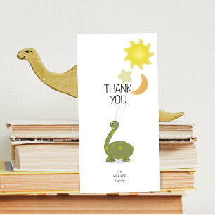 Army Green Dino with Mylar Balloons Thank You Card