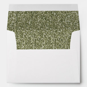 Army Green Drab Olive Green Glitter Custom Envelope