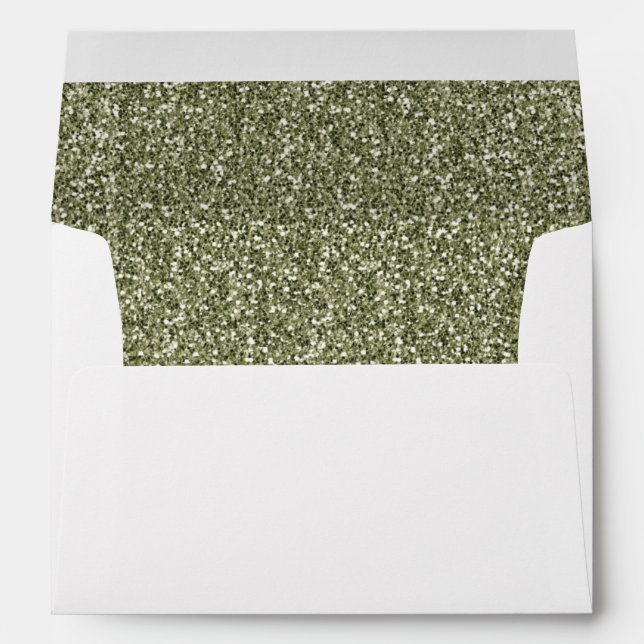 Army Green Drab Olive Green Glitter Custom Envelope (Back (Bottom))