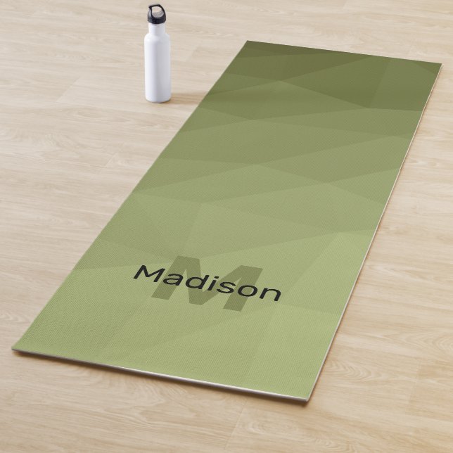 Army green geometric mesh ombre pattern Monogram Yoga Mat (In Situ)