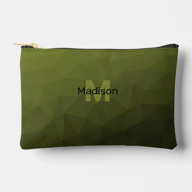 Army green geometric mesh pattern Monogram Accessory Pouch (Front)
