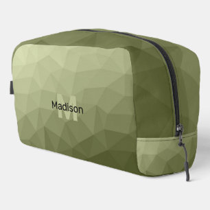 Army green geometric mesh pattern Monogram Dopp Kit